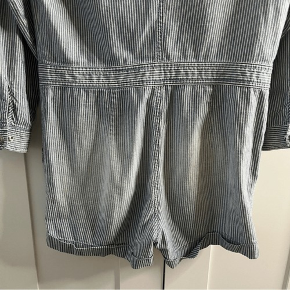Adriano Goldschmied Rochelle Romper Chambray Stripe Blue Zipper front Small NWOT - Picture 14 of 16